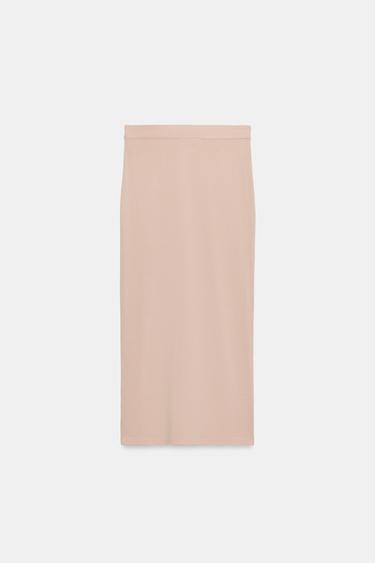 JUPE MI-LONGUE EN MAILLE - rose poudré de Zara - Image 3