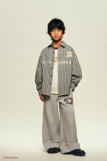 INTERLOCK WIDE-LEG BUTTERBEAR © TROUSERS - Grey by Zara