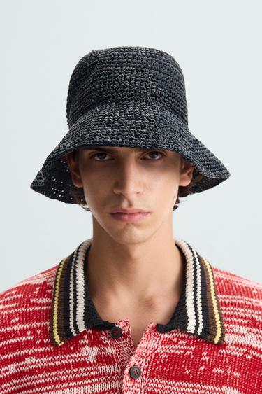RAFFIA BUCKET HAT - Navy blue by Zara - Image 0