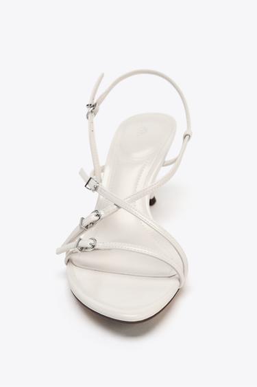 HEELED BUCKLE SANDALS - White by Zara - Image 4