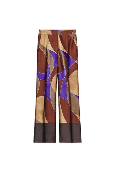 PANTALÓN SATINADO ESTAMPADO - Multicolor de Zara - Imagen 0
