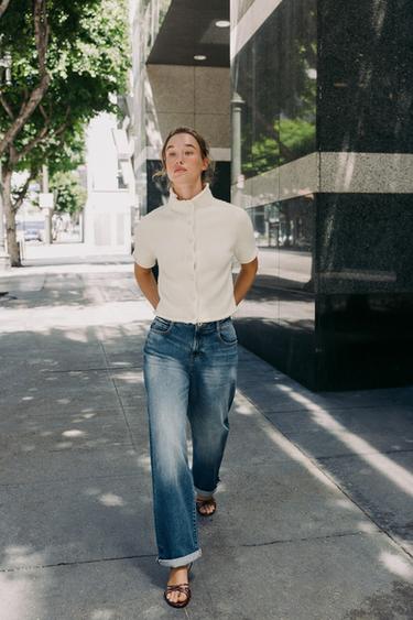 SHORT SLEEVE CARDIGAN - Ecru by Zara