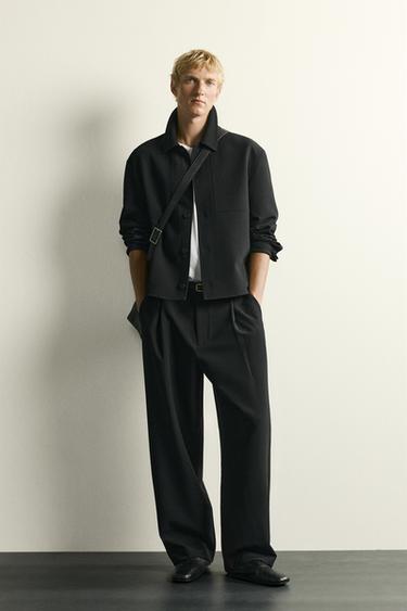 Zara RELAXED FIT PLEATED PANTS - Black - Image 0