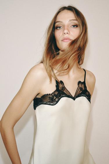 ZW COLLECTION CONTRAST LACE TOP - Ecru by Zara - Image 4