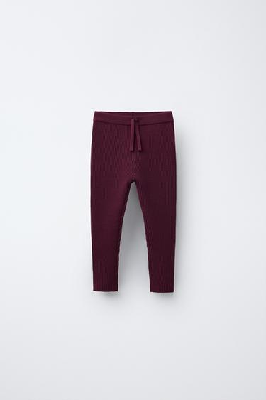 ЛЕГИНСЫ ИЗ ТРИКОТАЖА В РУБЧИК — ГРАНАТОВЫЙ от Zara — изображение 0