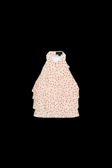 TOP GEORGETTE HALTER - Crudo / Rojo de Zara