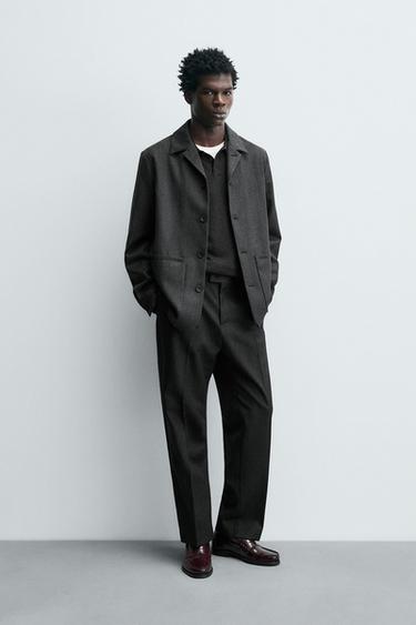 100% WOOL TROUSERS - Anthracite Grey by Zara