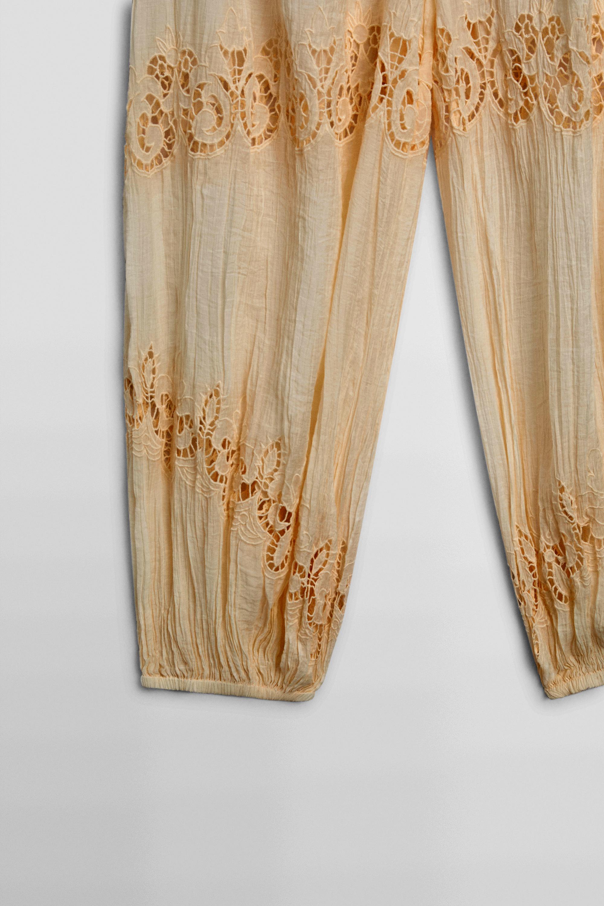 Flowing sarouel trousers with embroidered detail