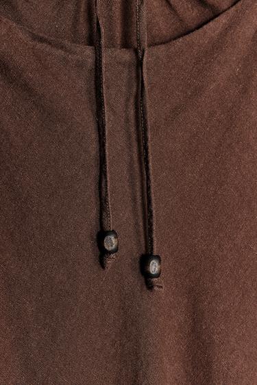 BEADED MIDI DRESS WITH LINEN BLEND - Brown by Zara - Image 7