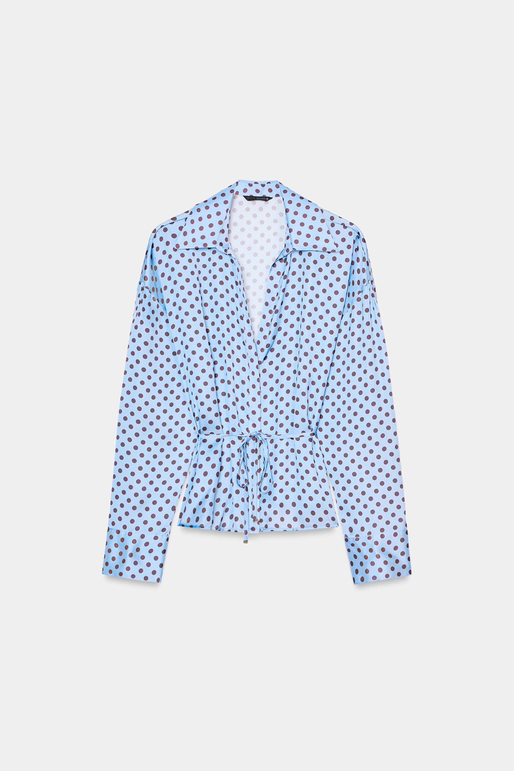 POLKA DOT SATIN EFFECT SHIRT WITH BELT
