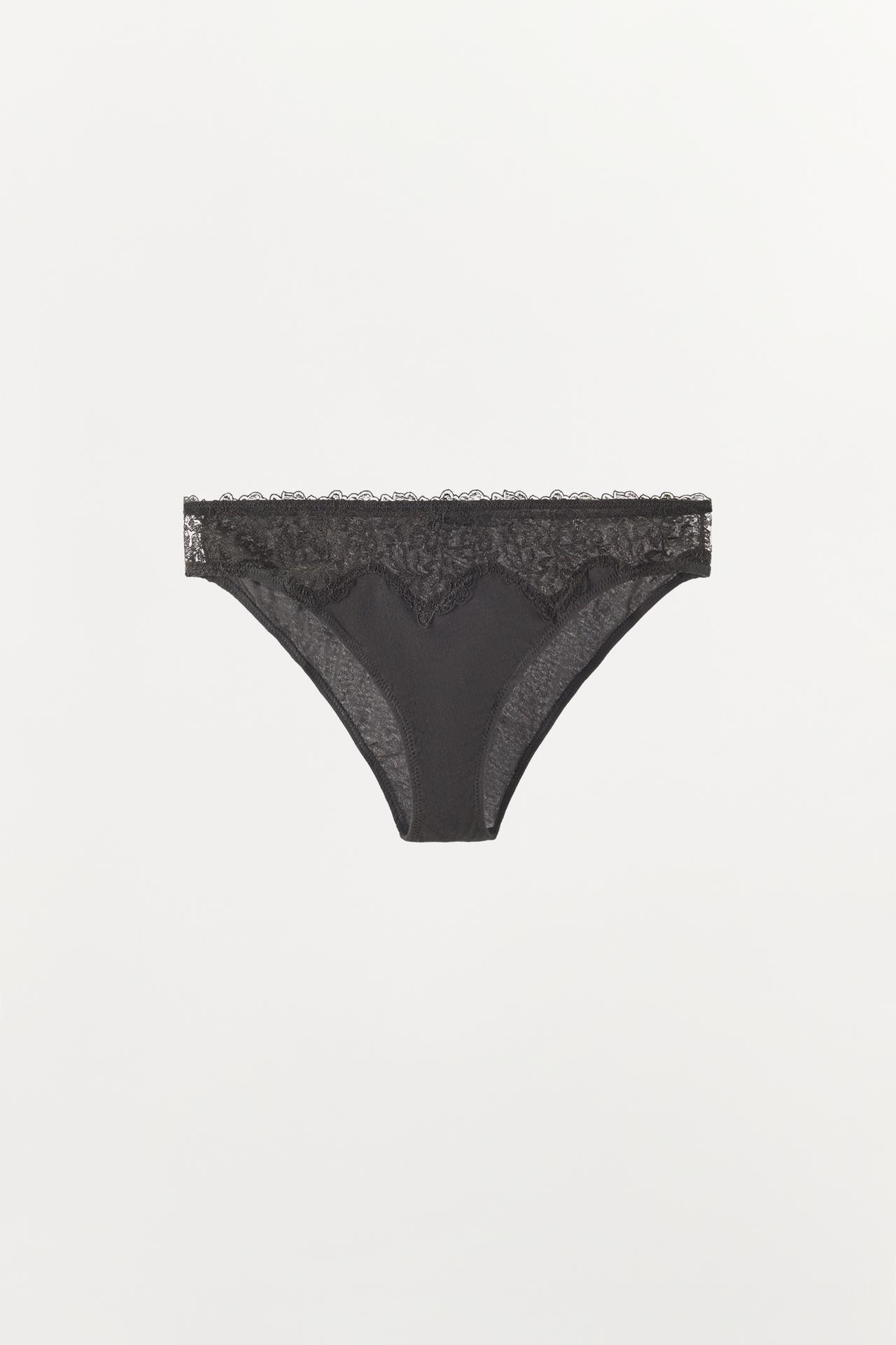 SILK AND LACE BRIEFS — Dark gray
