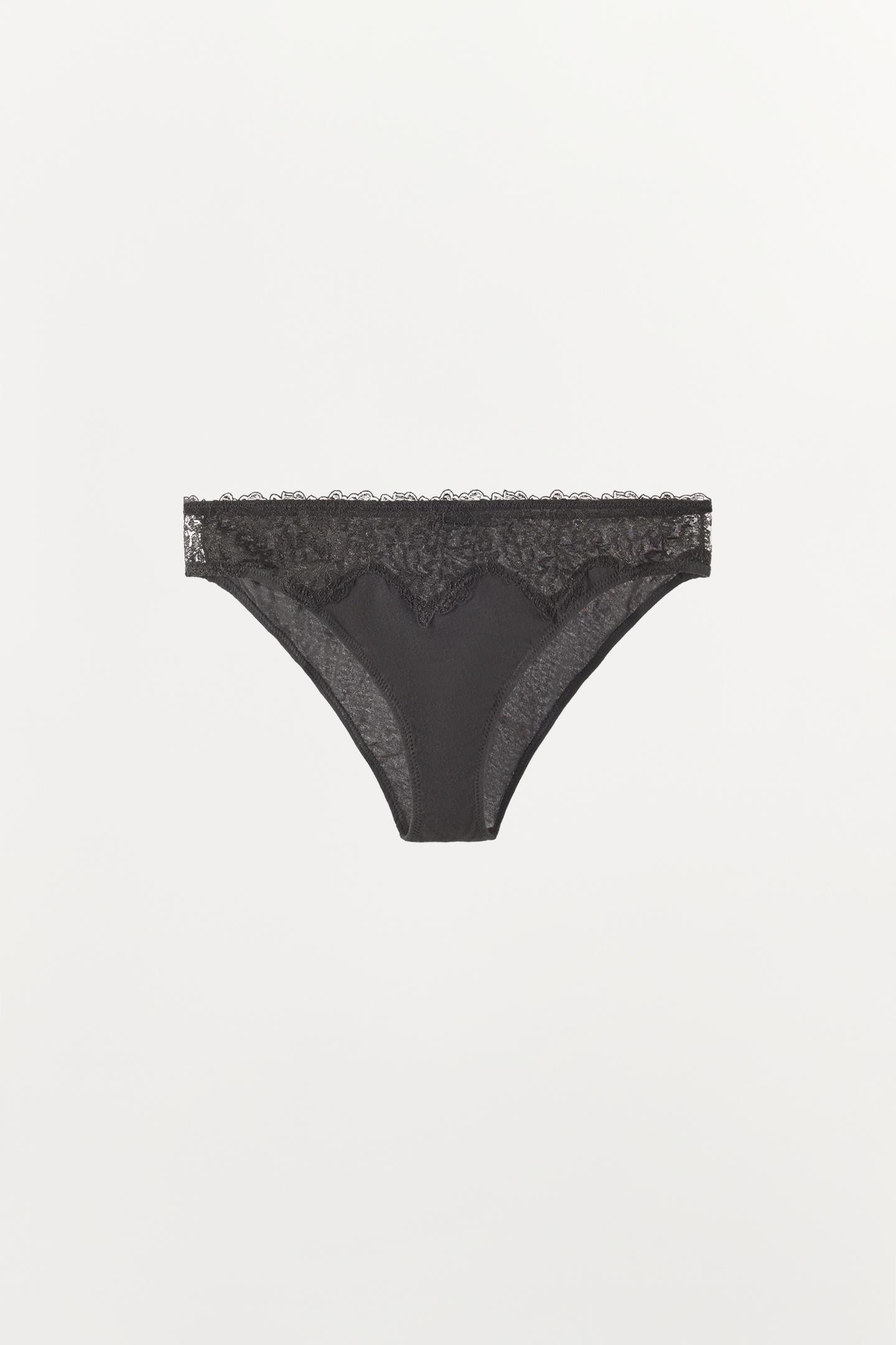 Трусы-брифы, кружево, шёлк — Zara, цвет: Тёмный серый — фото 5