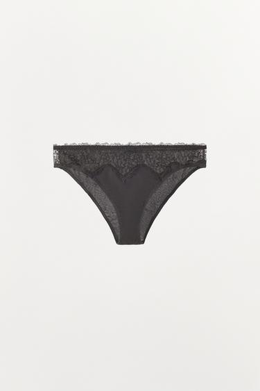 SILK AND LACE BRIEFS — Dark gray 1