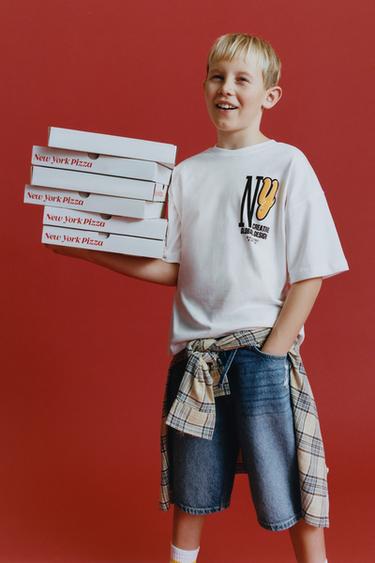 BERMUDA STRAIGHT TEXTO - Azul de Zara