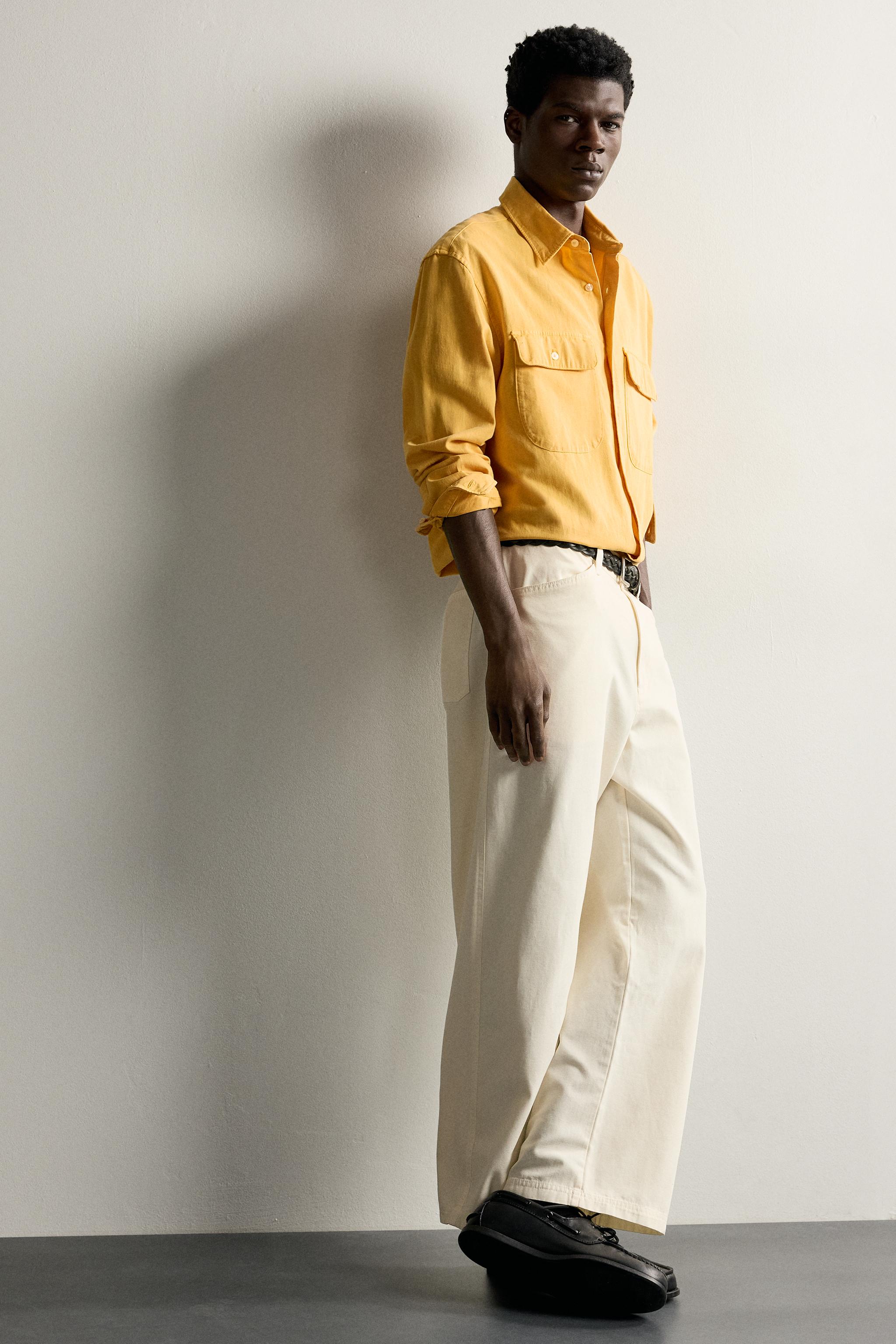 Мужские брюки Zara CANVAS STRAIGHT-FIT PANTS — фото 6