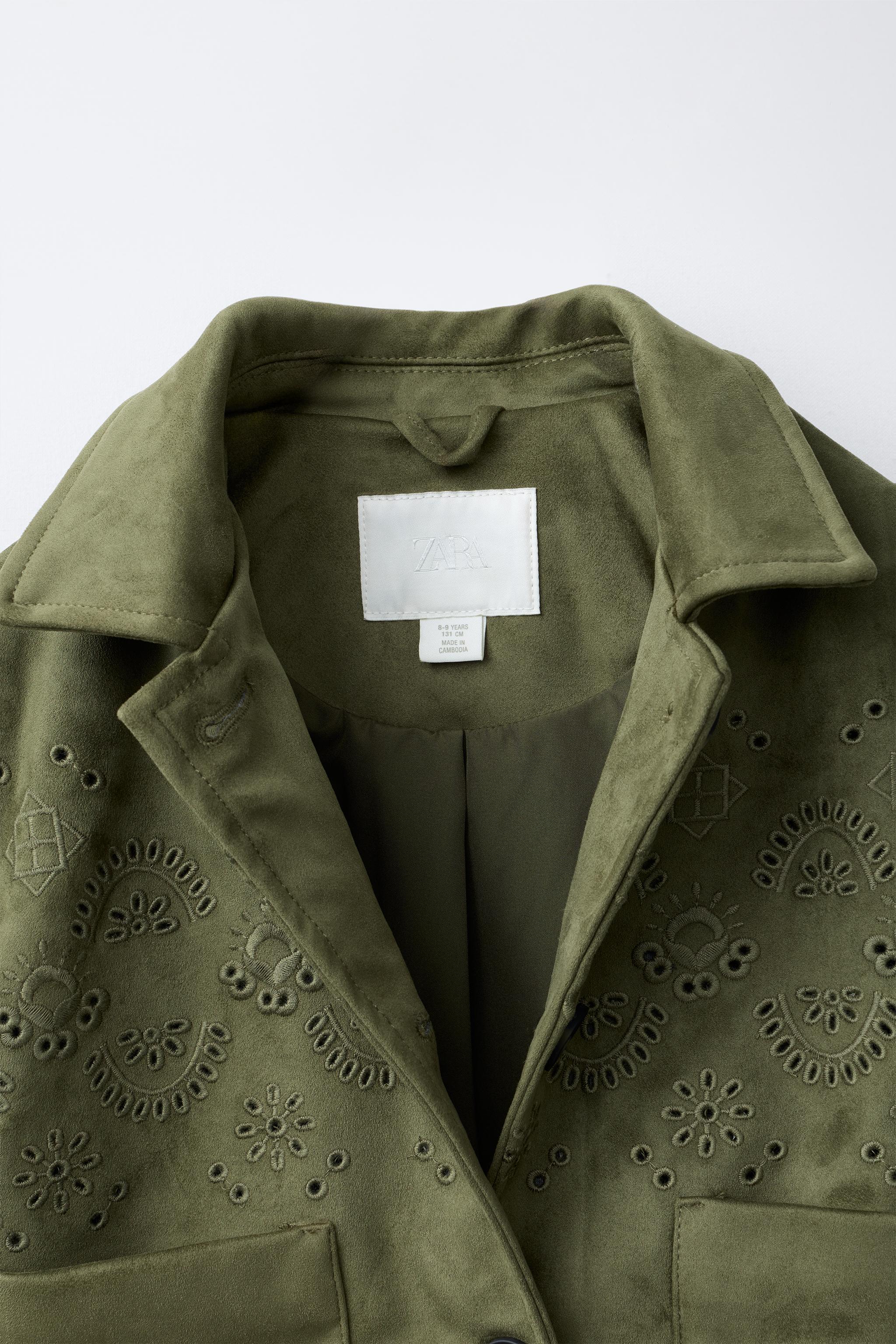 VESTE EFFET DAIM BRODERIES