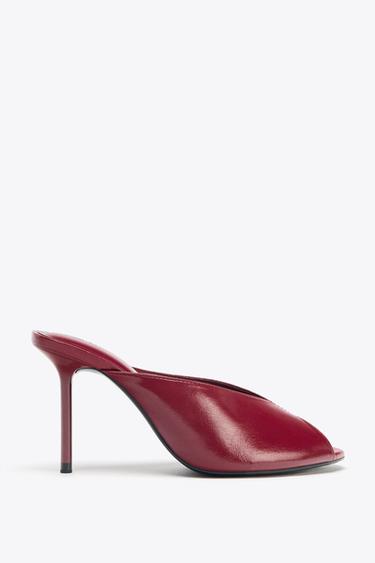 SANDAAL MET OPEN NEUS - Bordeauxrood van Zara