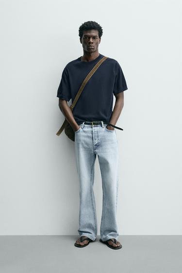 LIGHT KNIT COTTON T-SHIRT - Navy blue by Zara