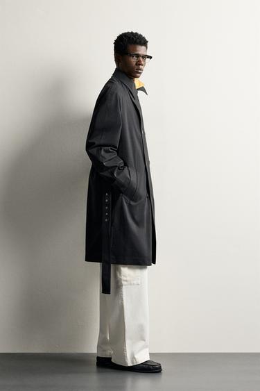 WATER-REPELLENT REGULAR FIT TRENCH COAT — Black 2
