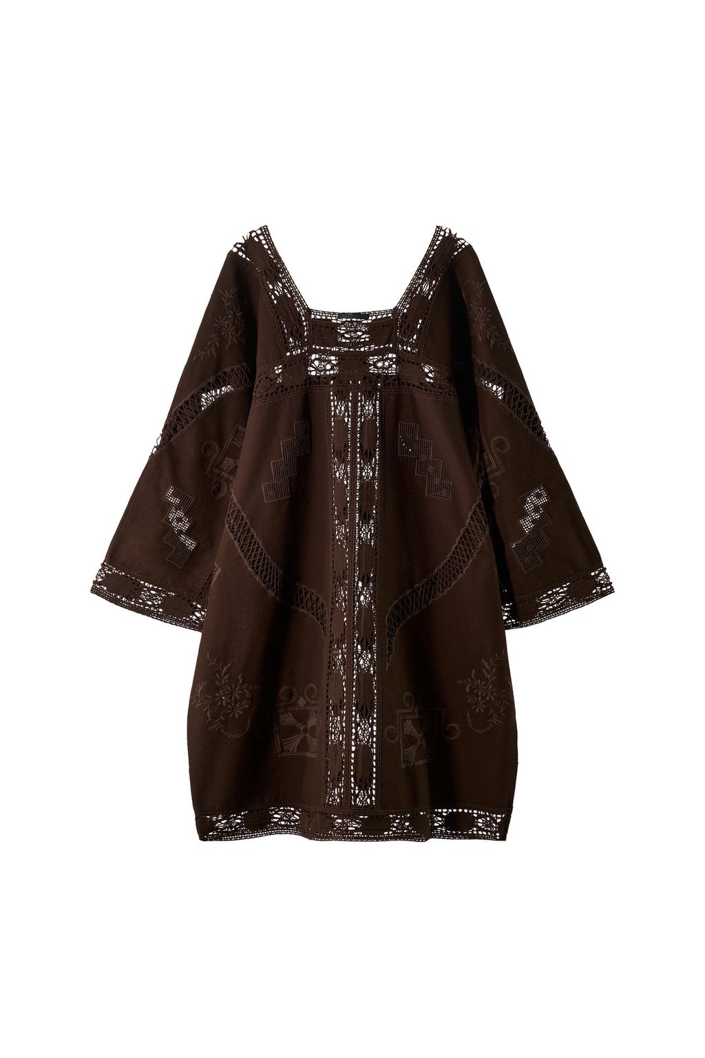 EMBROIDERED EYELET CANVAS DRESS - image 3