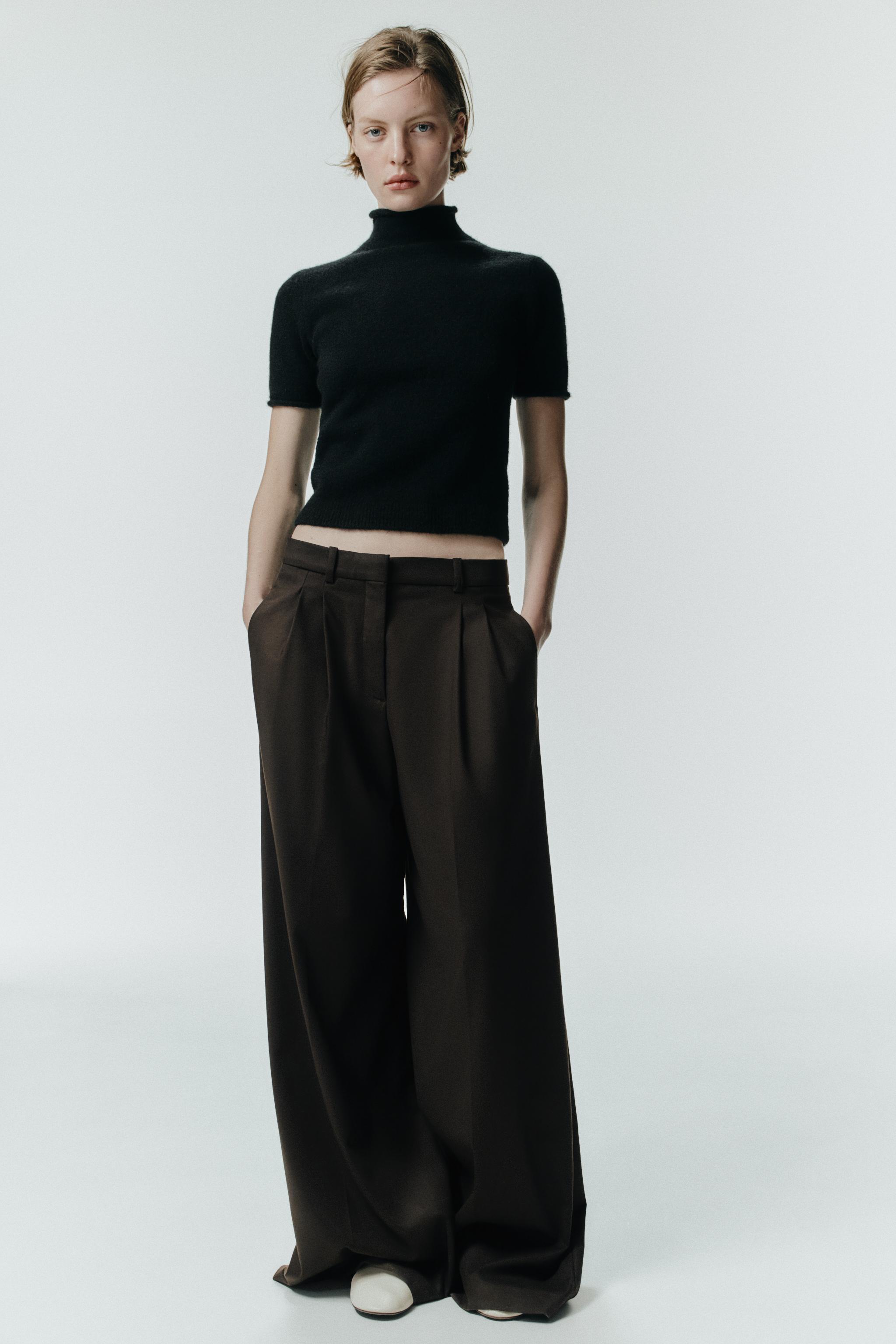 CALÇA COM PREGAS - Preto | ZARA Brasil
