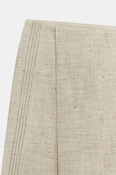 ZW COLLECTION STRAIGHT-LEG TOPSTITCH TROUSERS - Beige by Zara - Image 8