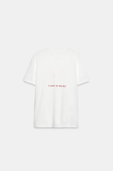 T-SHIRT FLAMMÉ À INSCRIPTION - Blanc de Zara - Image 2