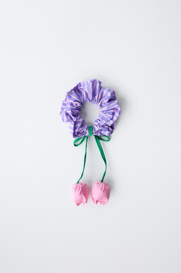 STRIPED TULIP SCRUNCHIE - Pink by Zara