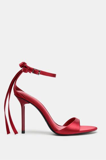 HEELED SANDALS WITH BOW DETAIL - Red by Zara - Image 0