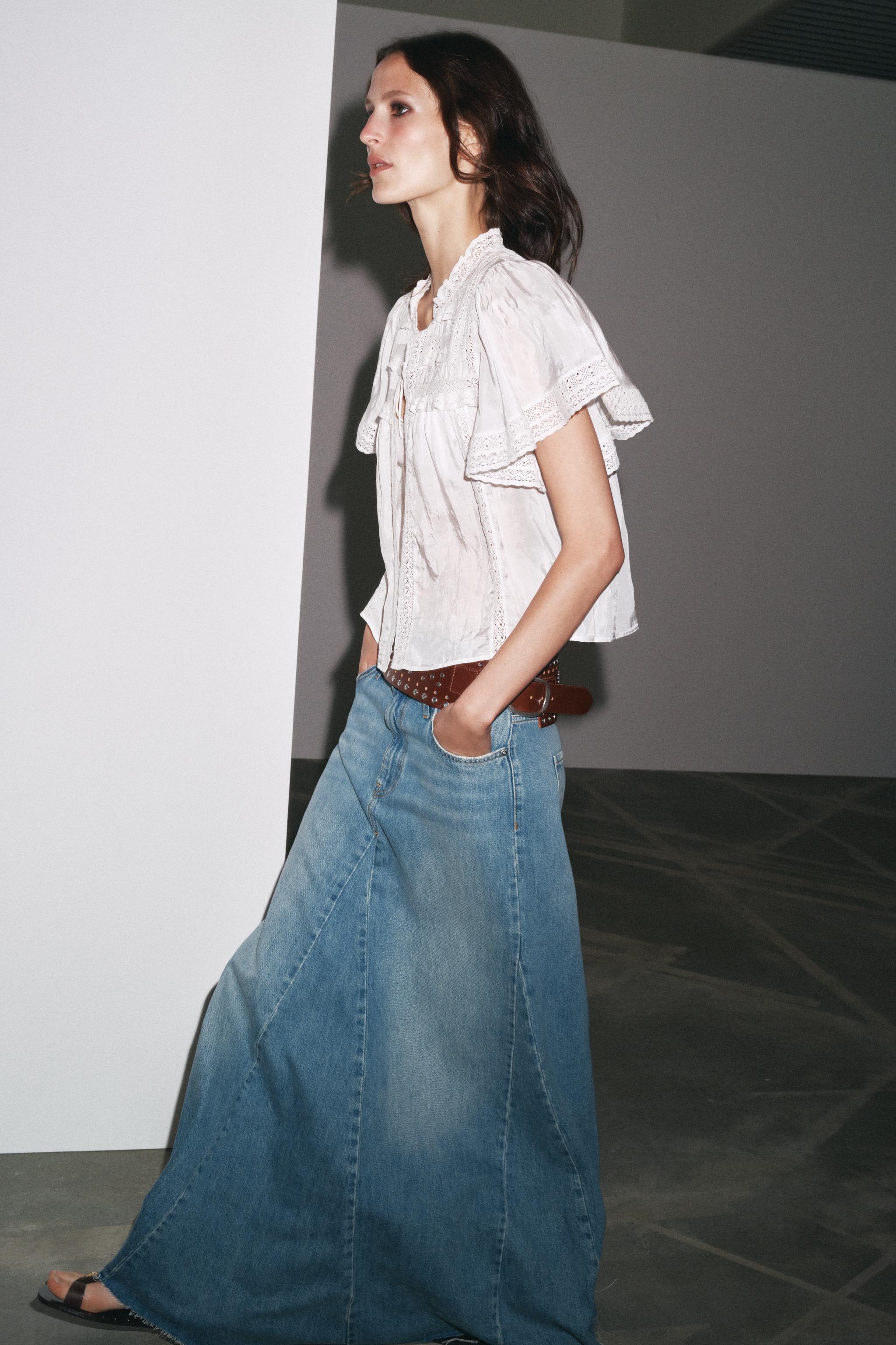 ZW COLLECTION HIGH WAIST WIDE LEG JEANS - Indigo | ZARA