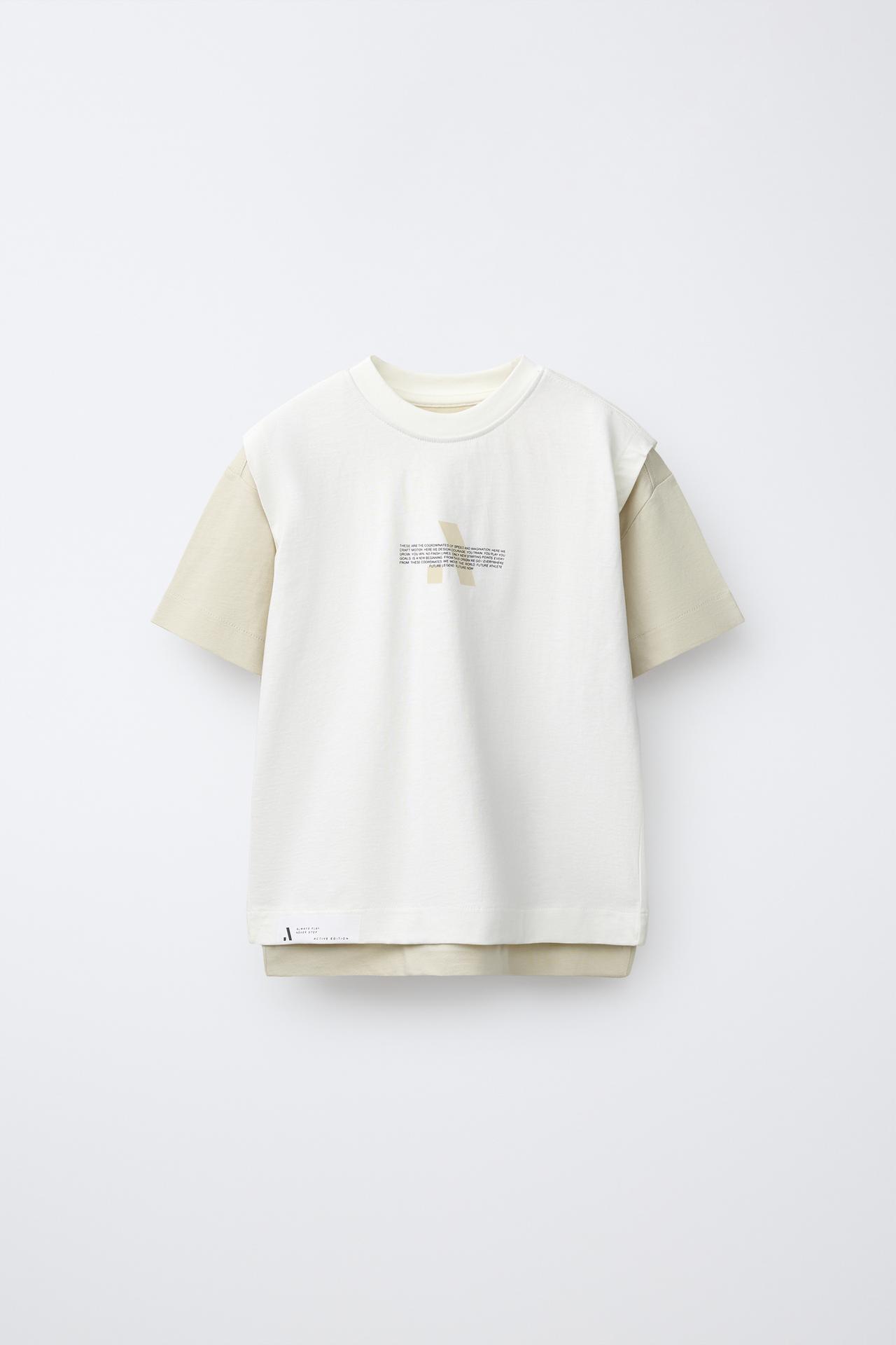 DOUBLE SPORTY T-SHIRT — CAMEL/WHITE