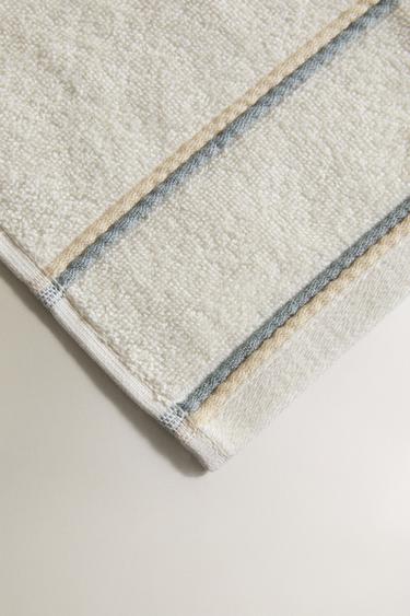 COLOURDUL DOUBLE TRIM BATH TOWEL - Ivory by Zara - Image 2