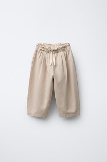 BAGGY TROUSERS WITH CROCHET DETAIL - Light beige by Zara