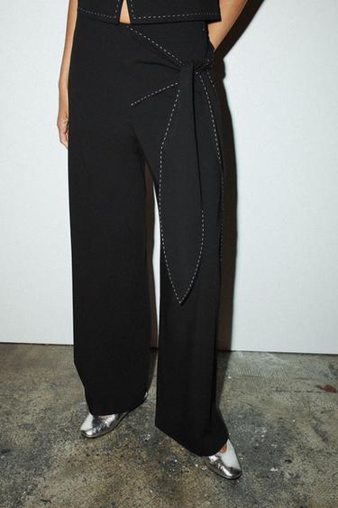 PANTALON NŒUD SURPIQÛRES - Noir de Zara - Image 4