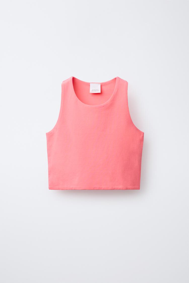 PLAIN CROP TOP Pink ZARA Australia