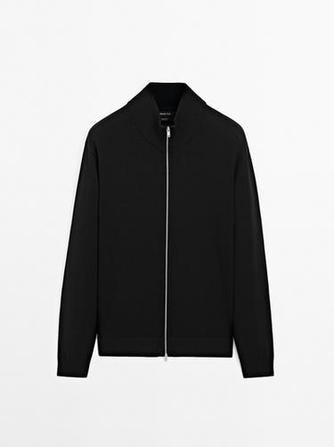Zara 100% cotton zip cardigan - Black
