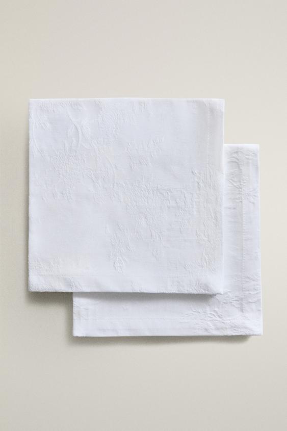 SERVIETTE AUS BAUMWOLLE MIT JACQUARD (2ER-PACK) - Weiß von Zara - Bild 0