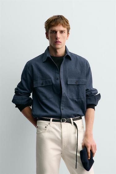 AARON LEVINE X ZARA CHECK FLANNEL SHIRT - Navy blue by Zara