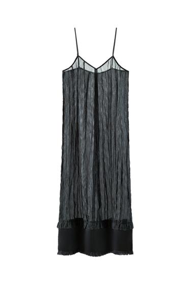 ĐẦM HAI DÂY HIỆU ỨNG NHĂN - Màu xanh dịu từ Zara