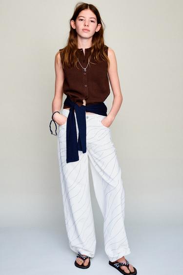 WIDE-LEG JEANS WITH RHINESTONES AND STARS - White by Zara