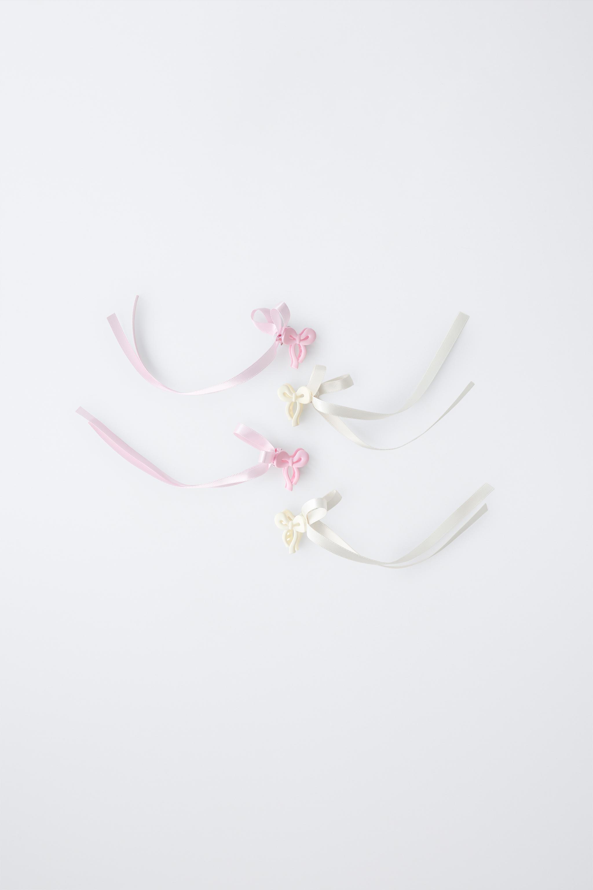PACK OF FOUR BOW HAIR CLIPS - Ecru | ZARA Canada