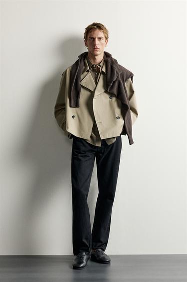 Zara SHORT TECHNICAL TRENCH COAT - Dark camel - Image 0