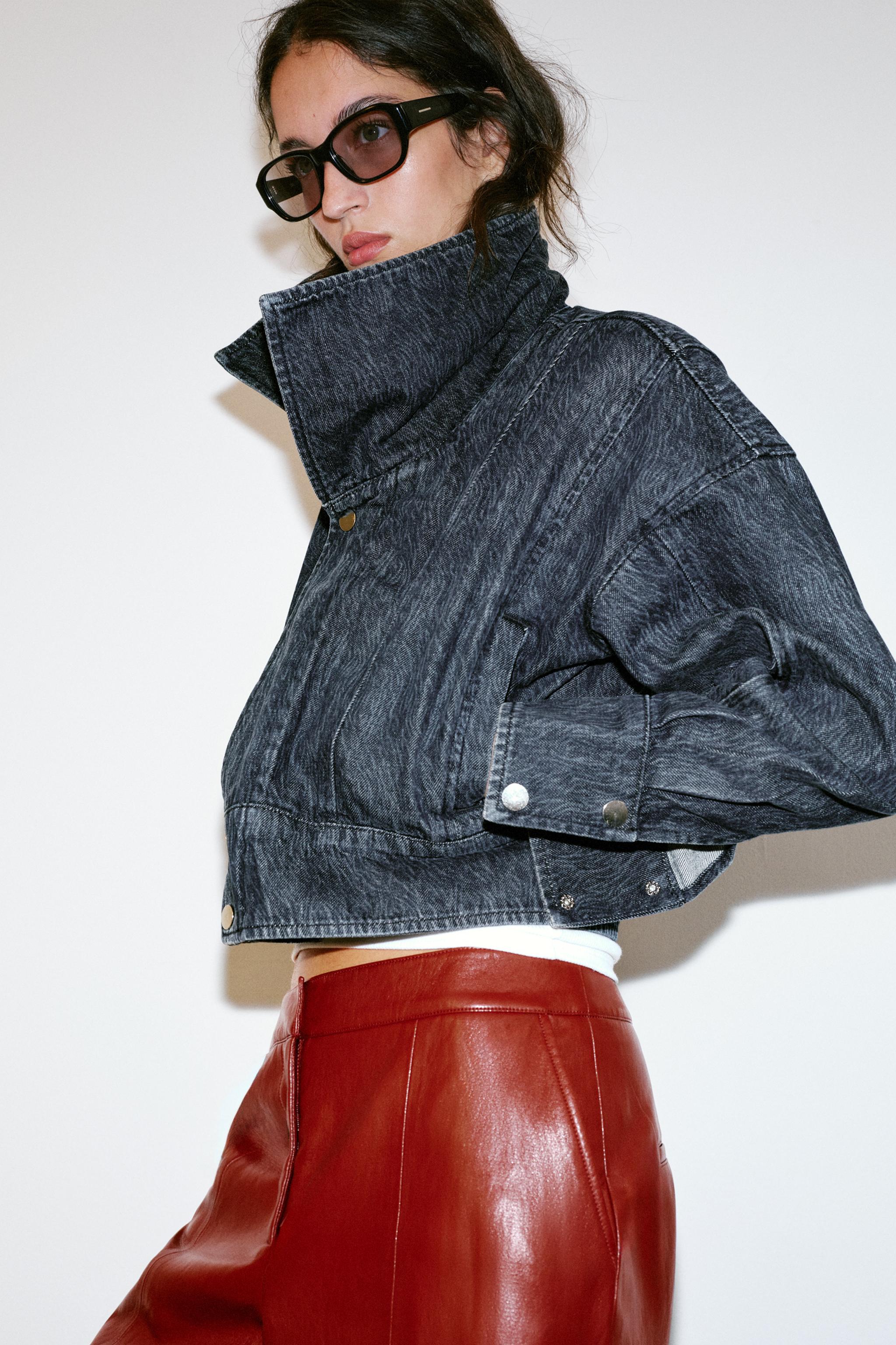 Z1975 CROPPED DENIM JACKET - Blue / Black | ZARA United States