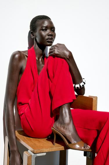 HALTER NECK KNOT JUMPSUIT - Red by Zara - Image 7