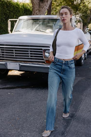 BOAT NECK T-SHIRT - White by Zara