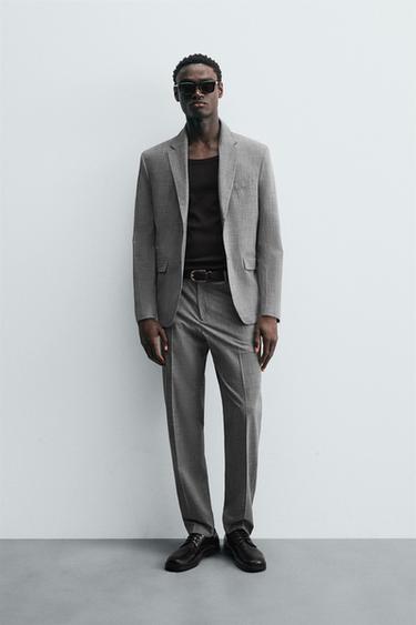 PANTALÓN TRAJE CUADROS - Gris medio de Zara - Imagen 0