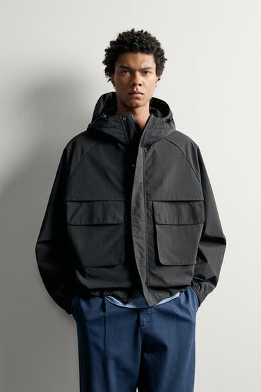 WATER-REPELLENT RELAXED FIT JACKET - Black by Zara