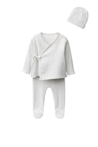 POINTELLE NEWBORN SET AND POUCH - Grey marl by Zara