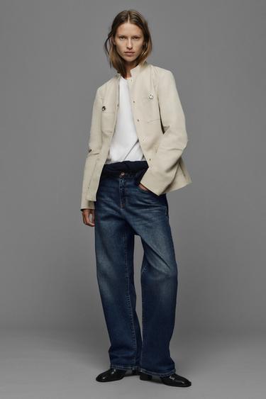 FITTED STAND-UP COLLAR JACKET — Ecru 2