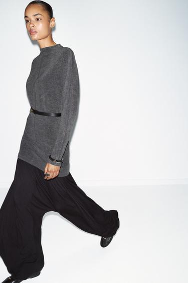 VESTIDO SOFT CINTURÓN - Gris antracita de Zara - Imagen 0